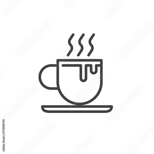 Hot chocolate cup line icon  outline vector sign  linear style pictogram isolated on white. Symbol  logo illustration. Editable stroke