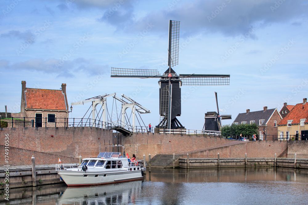 Old Port of Fortified old town Heusden, Brabant, Netherlands