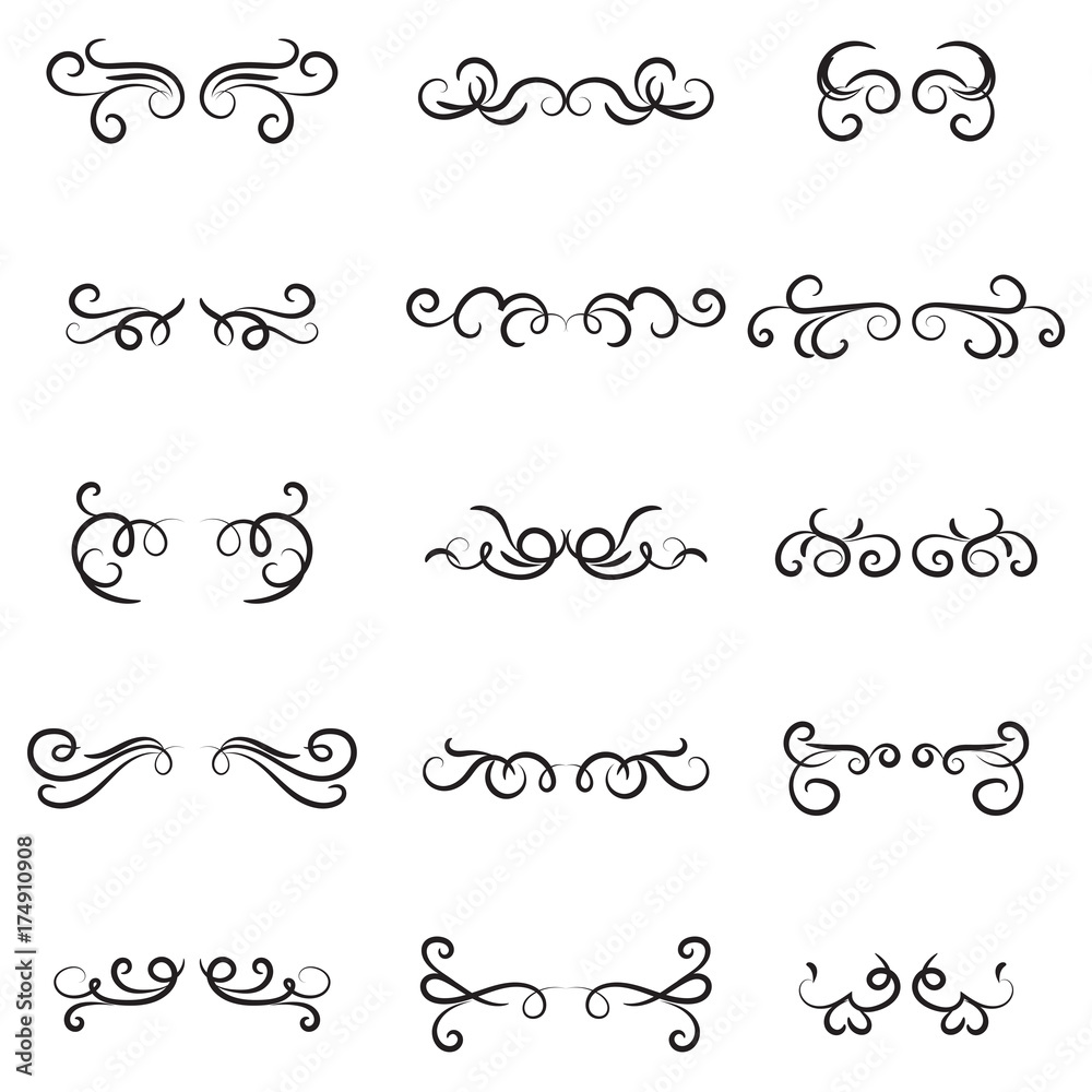set of a calligraphy swirl  line graphic designs vector, swirl border