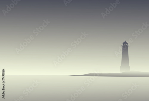 Foggy Lighthouse - Vector