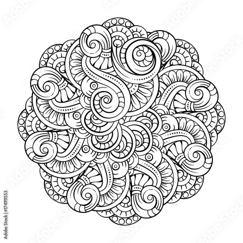 Vector abstract black and white mandala pattern.