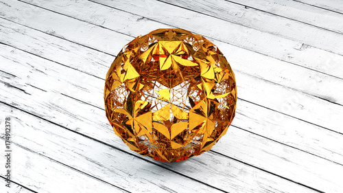 Gold Sphere, Planet, Plexus Conections, 3D Rendering