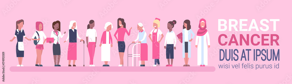 custom made wallpaper toronto digitalBreast Cancer Day Diverse Group Of Woman Disease Awareness And Prevention Poster Flat Vector Illustration