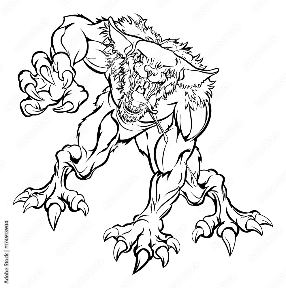 Fototapeta premium Scary Werewolf Monster Character