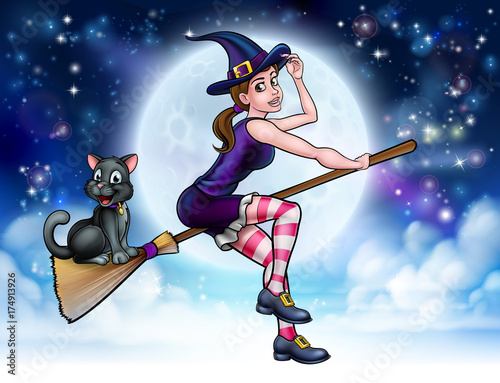 Halloween Witch and Cat Fly...