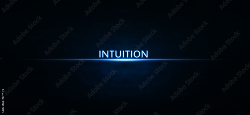 Intuition text on blue light. - obrazy, fototapety, plakaty 