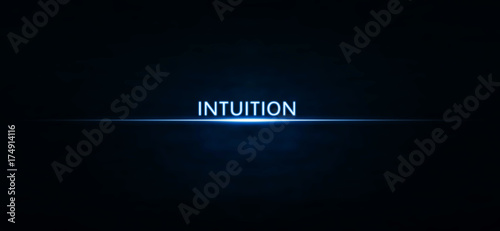 Intuition text on blue light. photo