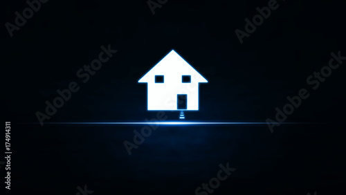 House on blue light background.