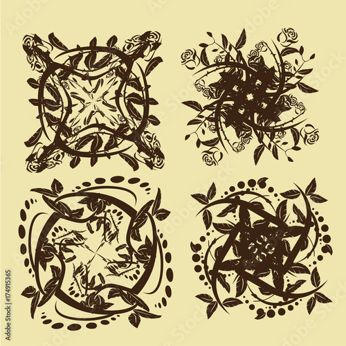Vintage frames and scroll elements,Floral background design, luxury mandala