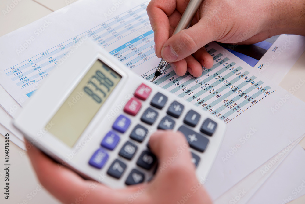 Finance analyst looking and financial reports Finance analyst looking and financial reports