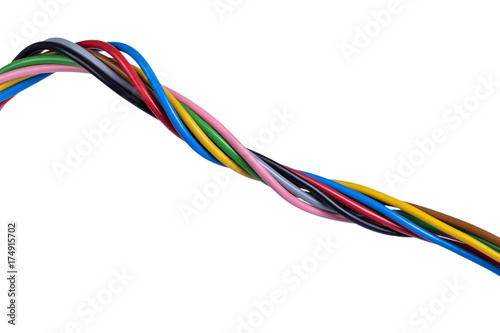 Multicolor cable isolated on white background