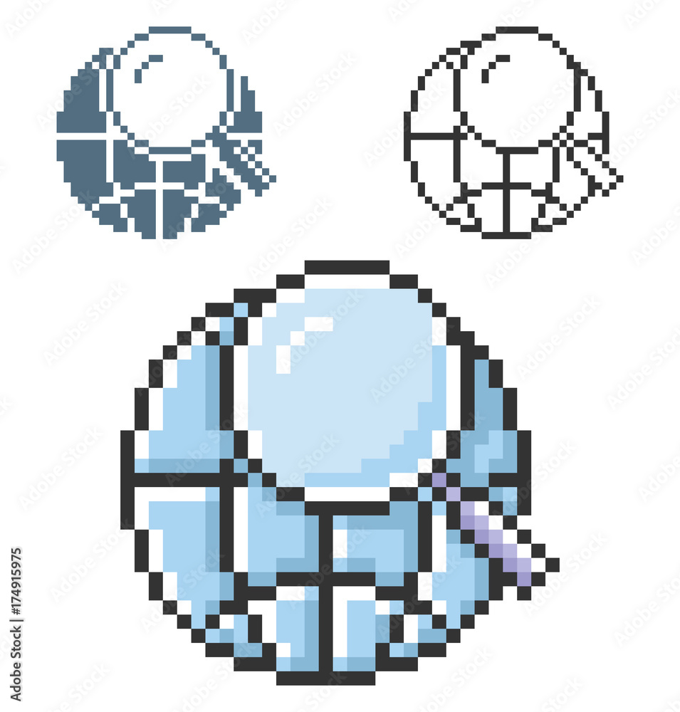 Fototapeta premium Pixel icon of global search in three variants. Fully editable