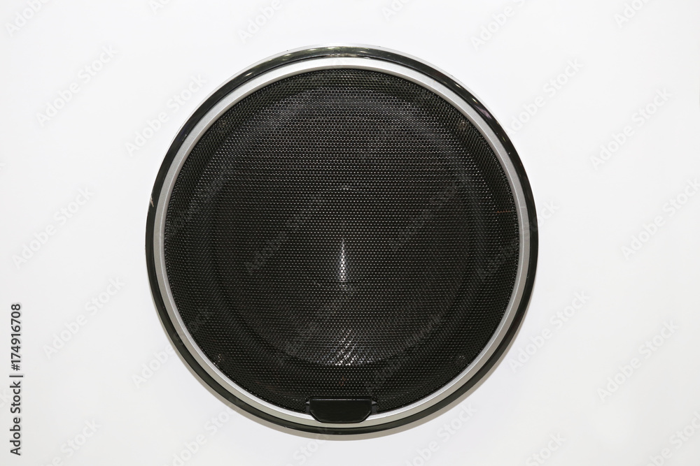 car audio speaker on white background car audio speaker on white background