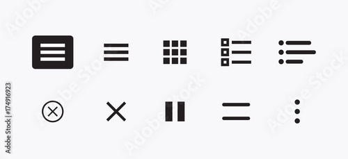 Set of Burger Website Navigation Menu Icons. Vector Set of UI Design Elements. Interface Design Vector Icon Set of hamburger Menu. Website Navigation Icons for Mobile App and User Interface.