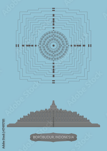 plan of borobudur temple, Indonesia. 
