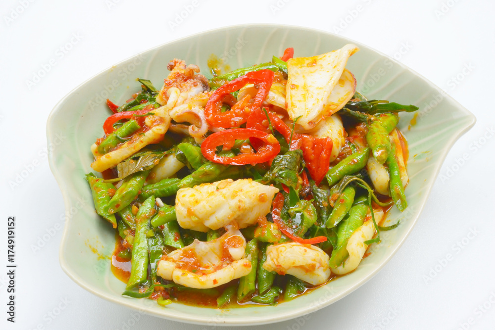 stir fried squid with roasted chili paste stir fried squid with roasted chili paste