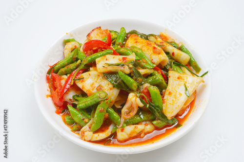 stir fried squid with roasted chili paste