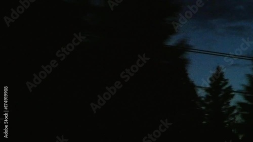 view from the train window late at night