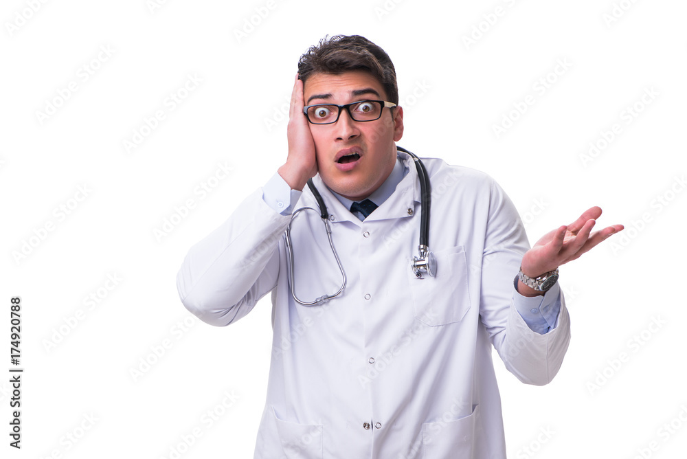 Young male doctor isolated on white background Young male doctor isolated on white background