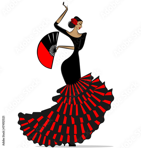 abstract flamenro girl in black and red