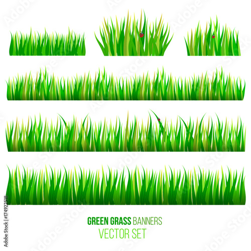 green grass banners set. vector illustration