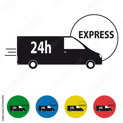Express delivery truck icons set