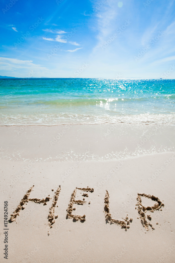 Fototapeta premium Help Sign on the beach