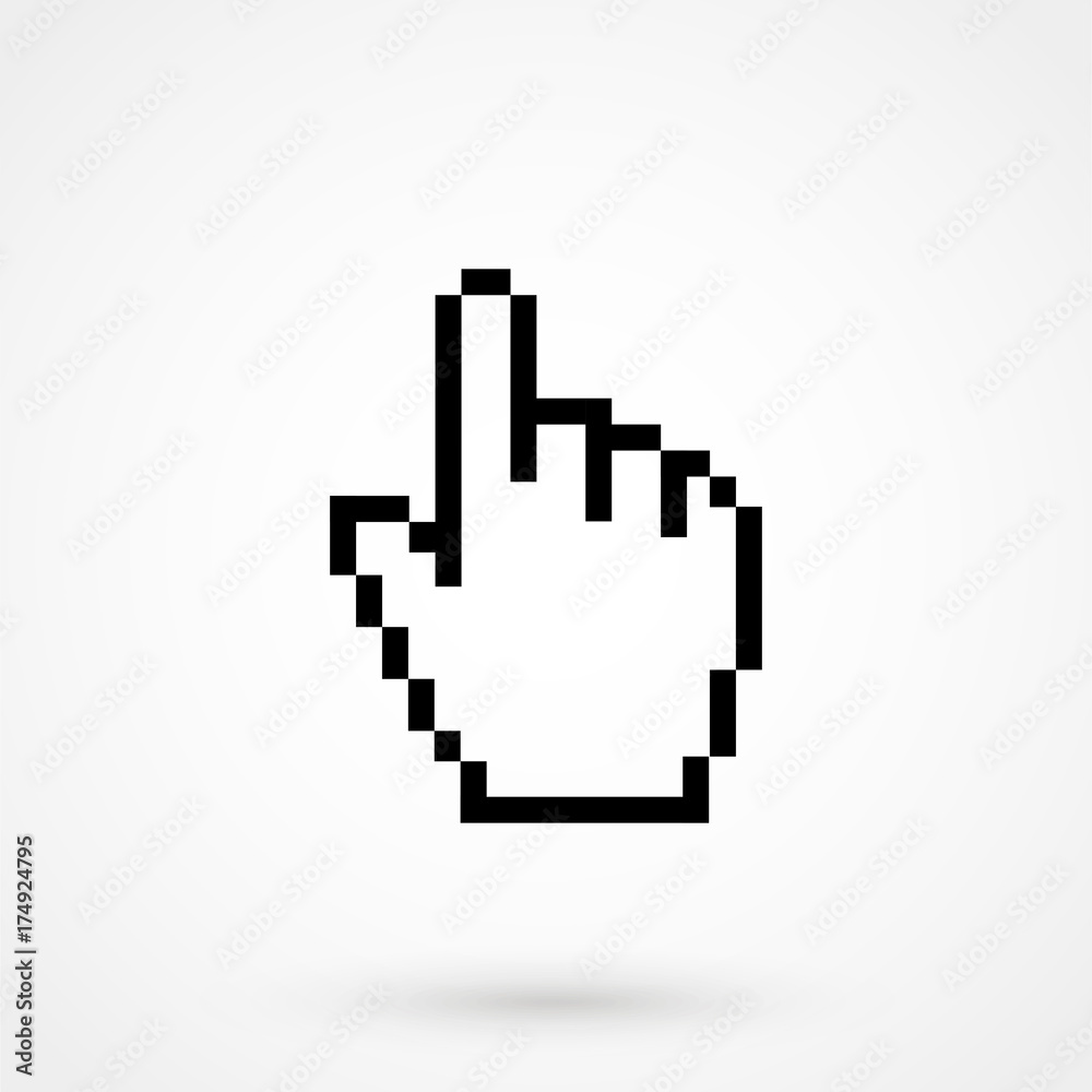 pixel hand - black vector icon