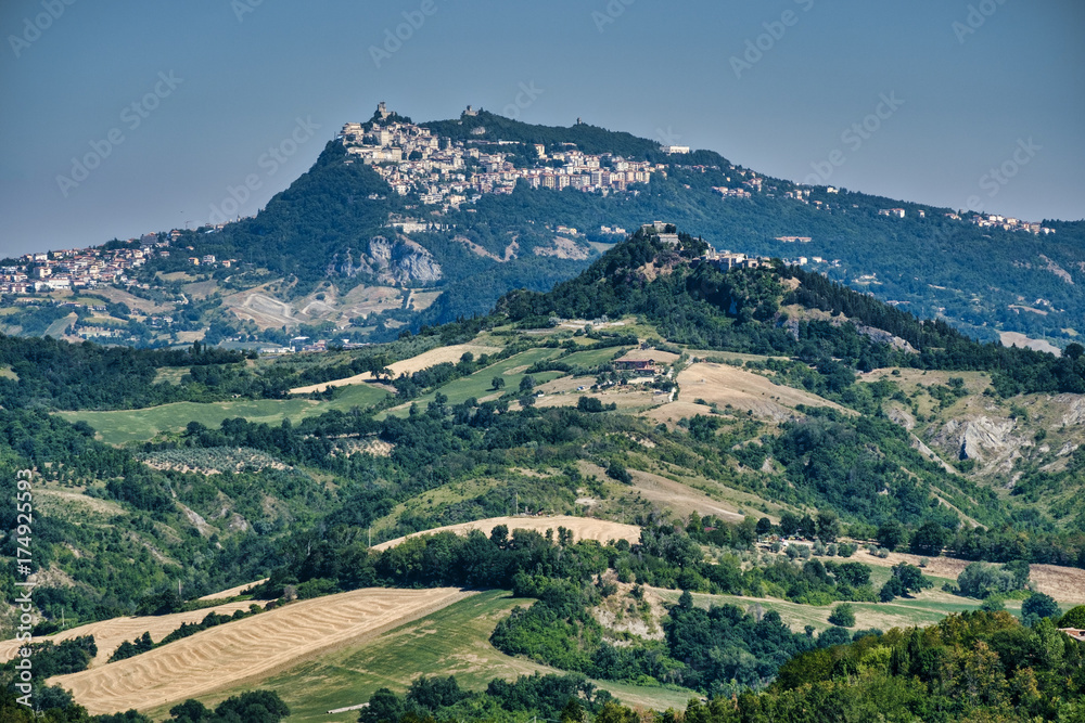 Landscape in Romagna at summer from Sogliano al Rubicone Landscape in Romagna at summer from Sogliano al Rubicone
