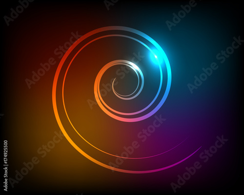 Abstract luminous spiral on a dark background