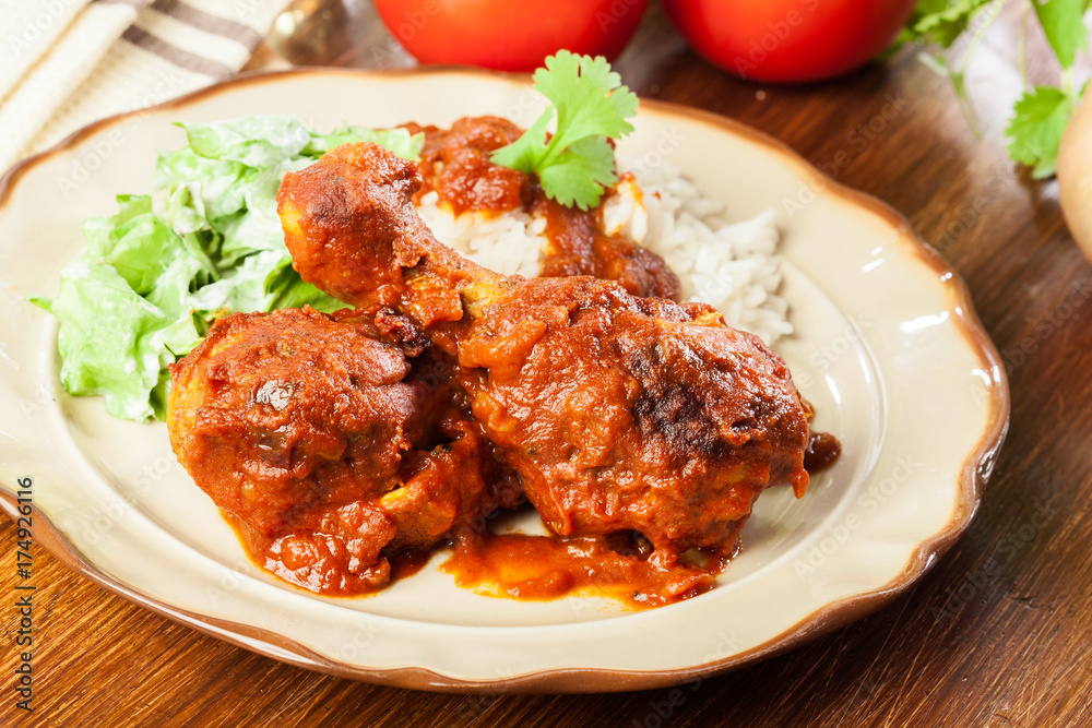 Chicken drumstick curry with rice Chicken drumstick curry with rice