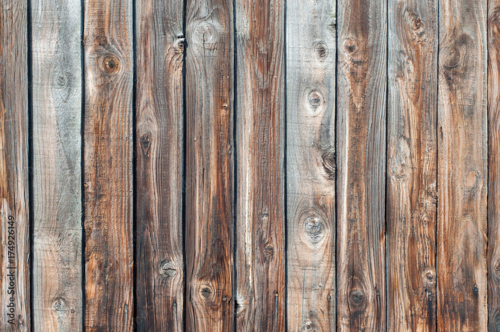 Brown plank wood wall background (texture)
