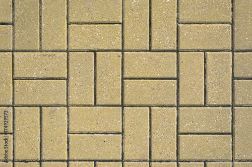 Tiled Mosaic Concrete Pavement of the Road. Pavement Texture