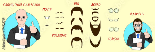 Set to create a character, logo. Some part of the face.