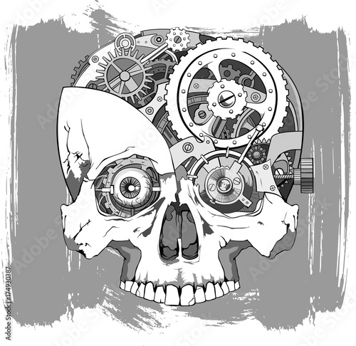 clockwork skull illustration