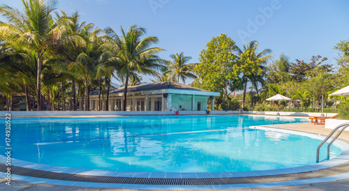 swimming pool in tropical resort