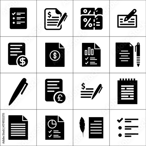 Bill or invoice document papers isolated vector flat icons