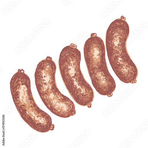 Colorful illustration of sausages