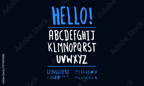 Hand Drawn Font (Handwritten Type) - Vector illustration