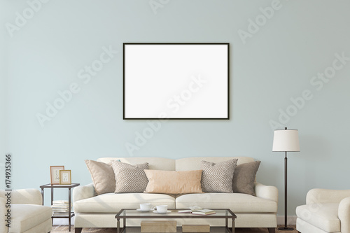 White isolated posters with black frame mockup