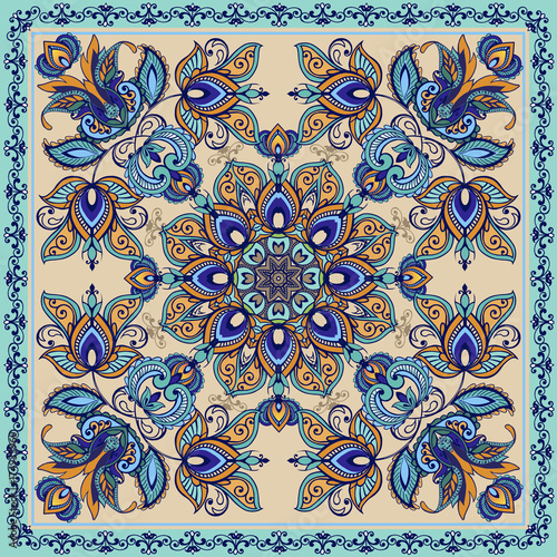 Beautiful vector pattern.Design can be used for Card, bandana print, kerchief design, napkin