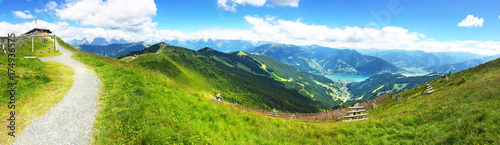 Panorama view from trekking on the hills above Zell Am See, Austria