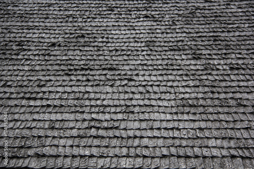 roof wood tiling texture background. antic wood tree roof tiles 