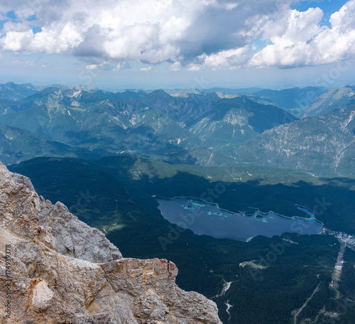 The mountains of Alps and Eibsee lake, Germany