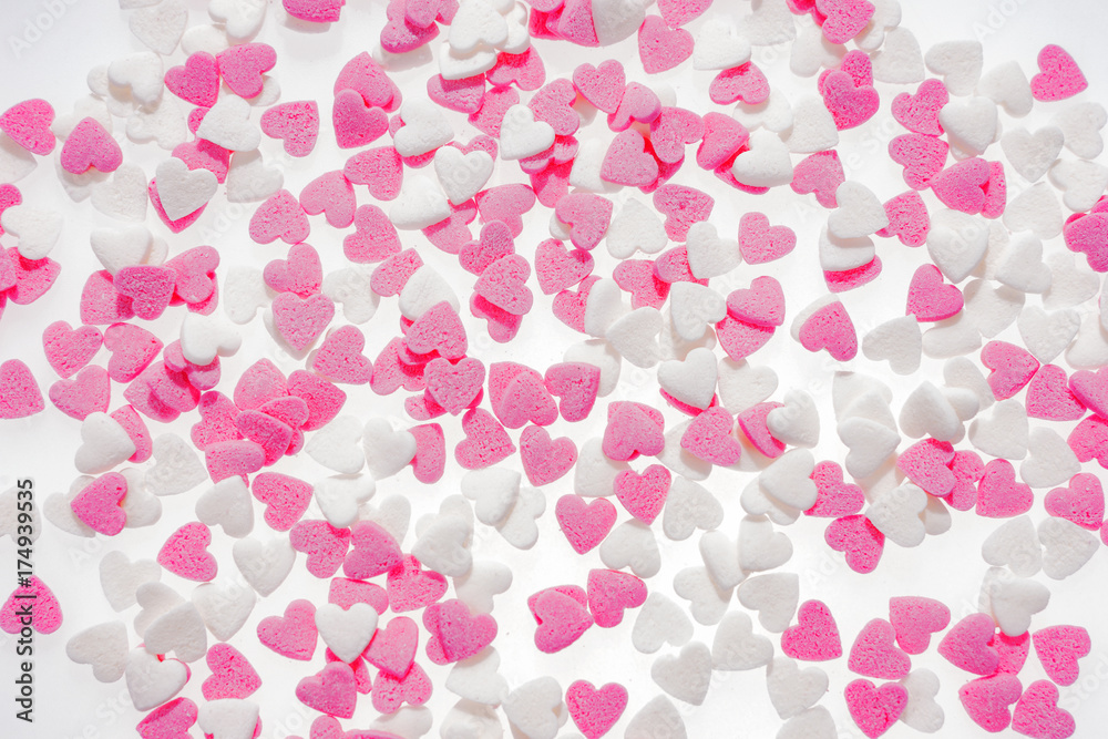 Heart shape pink and white as background