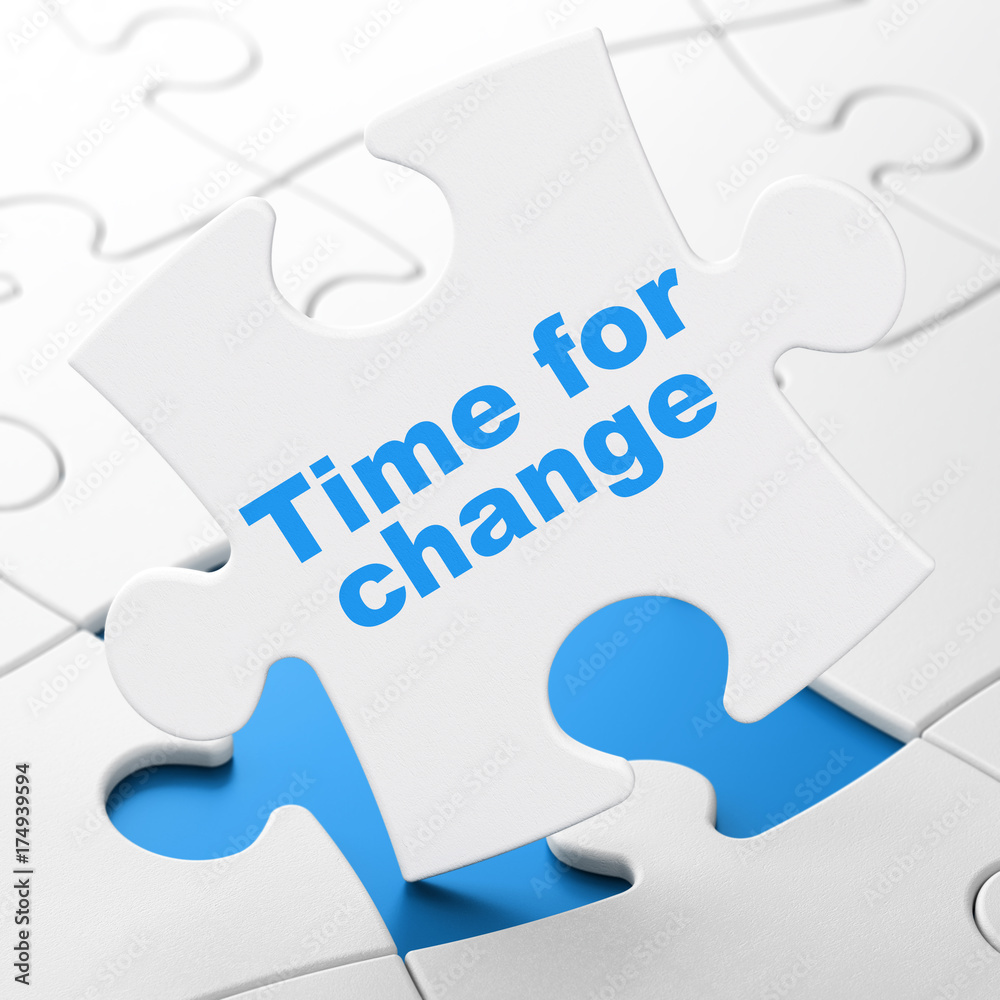 Timeline concept: Time For Change on puzzle background Timeline concept: Time For Change on puzzle background