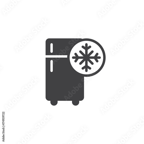 Freezer cold icon vector, filled flat sign, solid pictogram isolated on white. Refrigerator and snowflake symbol, logo illustration.