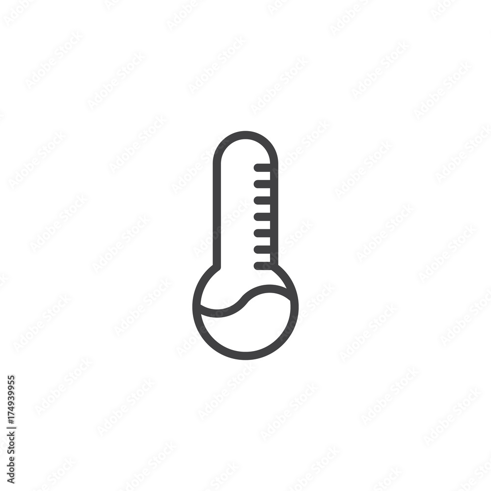 Temperature line icon, outline vector sign, linear style pictogram isolated on white. Thermometer symbol, logo illustration. Editable stroke Temperature line icon, outline vector sign, linear style pictogram isolated on white. Thermometer symbol, logo illustration. Editable stroke