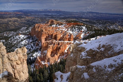 Snow on the hoodoos at Bryce From Rainbow Point