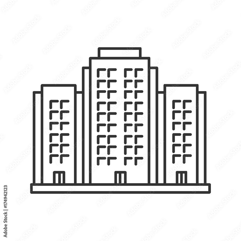 Obraz premium Multi-storey building linear icon